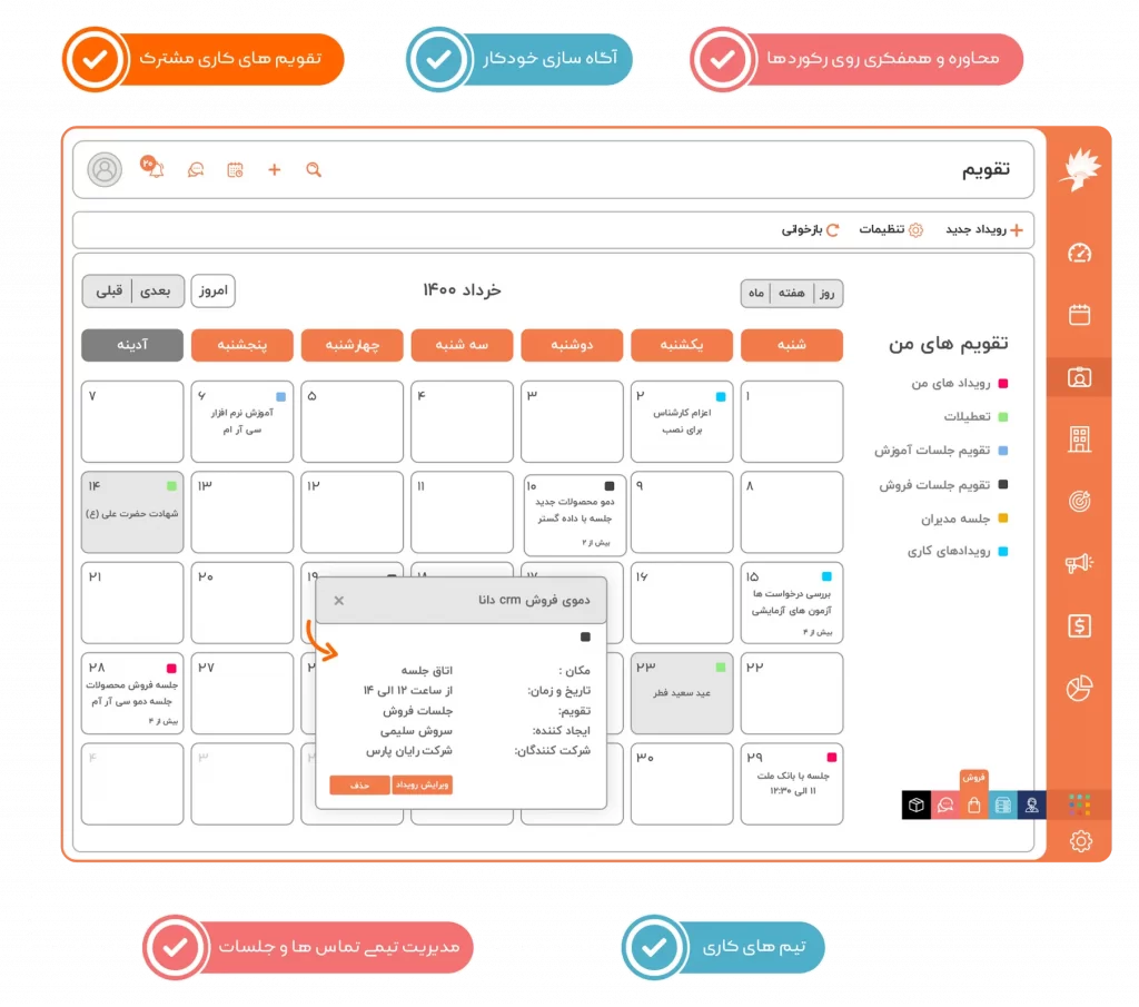 همکاری تیمی و بهره وری بالا با نرم افزار crm