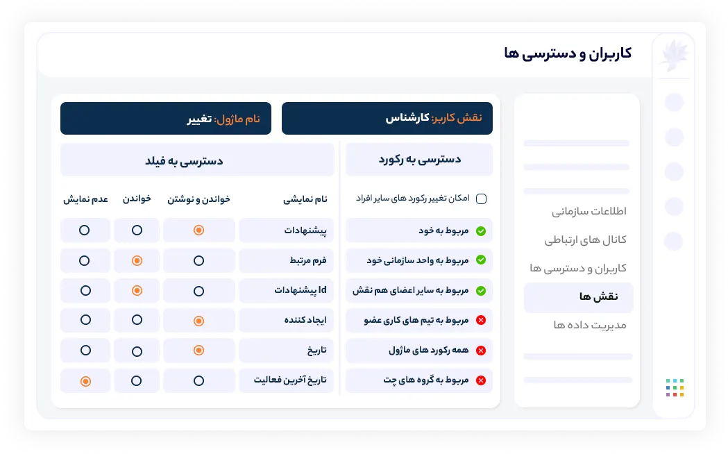 سطح دسترسی به داده ها رو تعیین کنید